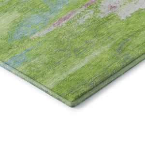 HomeRoots 8' Vibrant Abstract Washable Round Rug in Lime Green, Blue & Pink - UV Protected & Stain Resistant! 675021