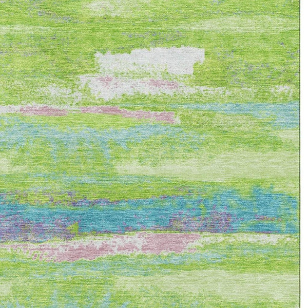 HomeRoots 8' X 10' Vibrant Abstract Washable Area Rug in Lime Green, Blue & Pink - UV Protected, Kid & Pet Friendly 675022