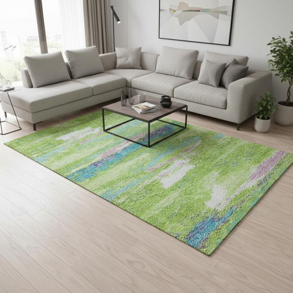 HomeRoots 9' X 12' Vibrant Abstract Area Rug – Washable, UV-Protected, Stain-Resistant, Perfect for Active Homes! 675023