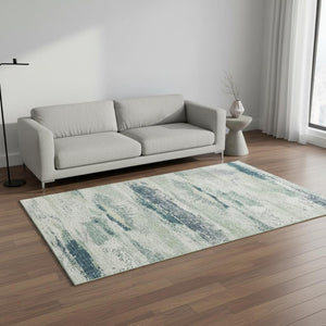 HomeRoots 5' X 8' Mint Green Abstract Area Rug - Soft, Durable, Washable with UV Protection for Modern Spaces 675026