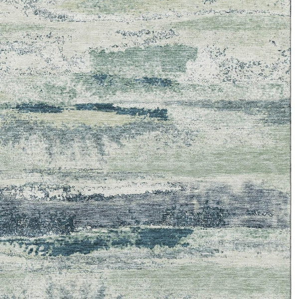 HomeRoots 5' X 8' Mint Green Abstract Area Rug - Soft, Durable, Washable with UV Protection for Modern Spaces 675026