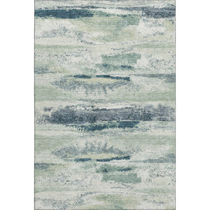 HomeRoots 10' Mint Green, Ivory, and Blue Abstract Area Rug - Washable, UV Protected, Stain Resistant, 10' x 14' 675030