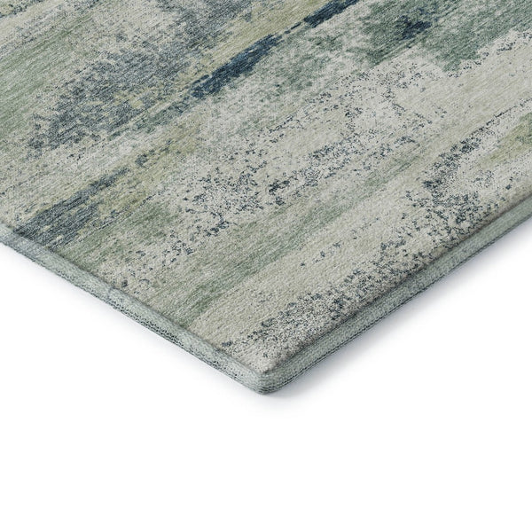 HomeRoots 10' Mint Green, Ivory, and Blue Abstract Area Rug - Washable, UV Protected, Stain Resistant, 10' x 14' 675030