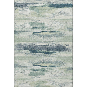 HomeRoots 10' Mint Green, Ivory, and Blue Abstract Area Rug - Washable, UV Protected, Stain Resistant, 10' x 14' 675030