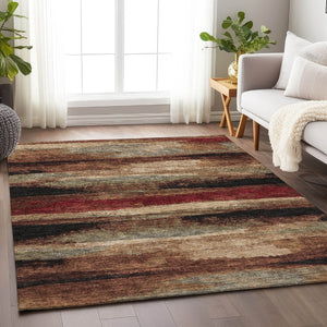 HomeRoots 10' X 14' Coffee Burgundy Abstract Washable Area Rug - Stylish, Durable, UV-Protected for Homes 675036