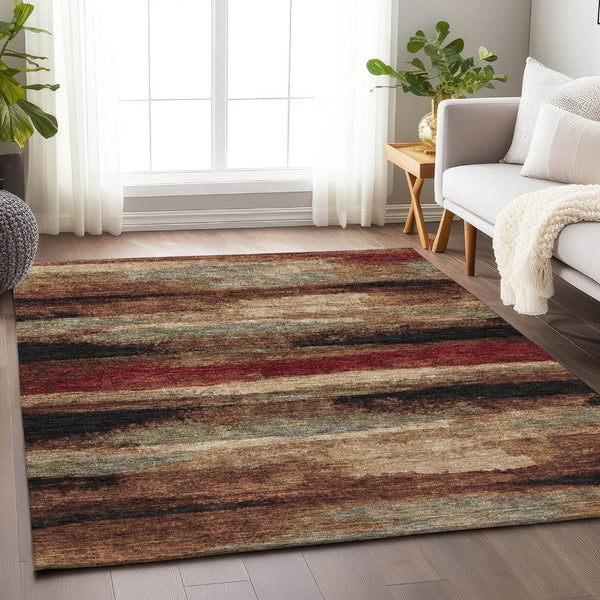 HomeRoots 10' X 14' Coffee Burgundy Abstract Washable Area Rug - Stylish, Durable, UV-Protected for Homes 675036