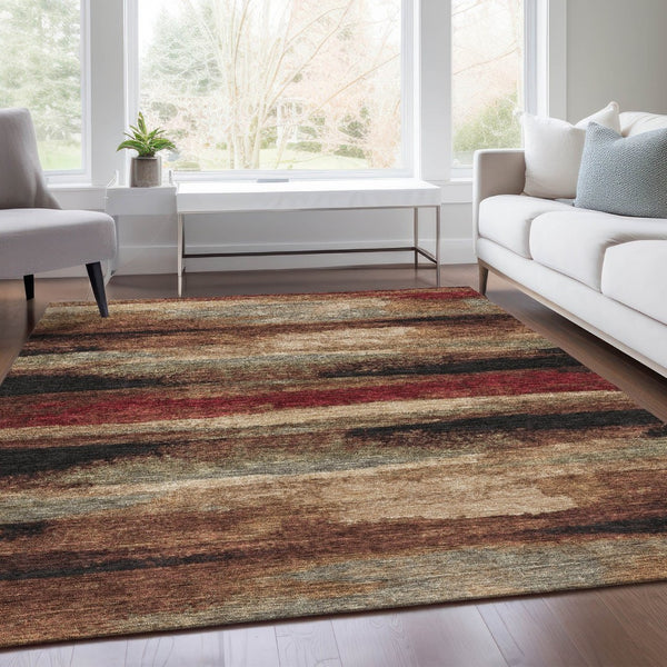 HomeRoots 10' X 14' Coffee Burgundy Abstract Washable Area Rug - Stylish, Durable, UV-Protected for Homes 675036