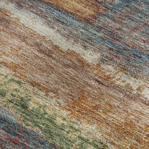 HomeRoots 8' X 10' Stylish Rust Green & Gold Abstract Area Rug – Washable, Stain-Resistant, UV Protected Design 675040