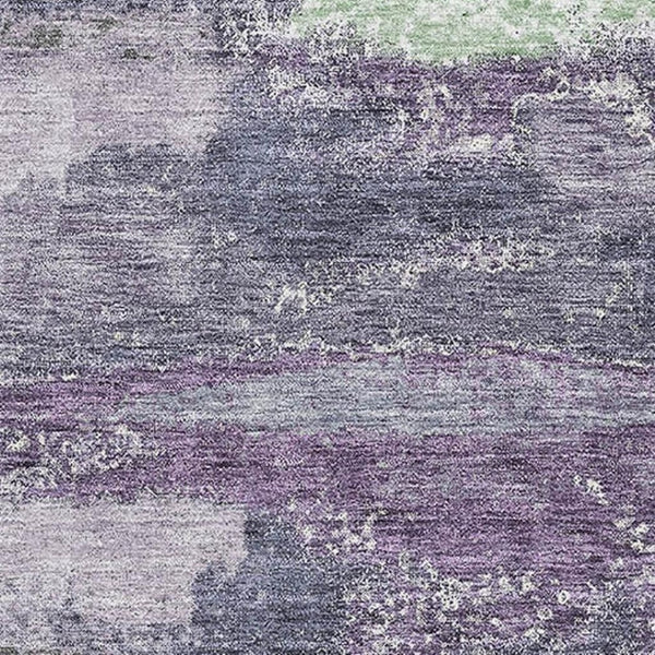 HomeRoots 5' X 8' Purple And Ivory Abstract Rug - Washable, UV-Protected, Durable Area Rug for Family Spaces 675044