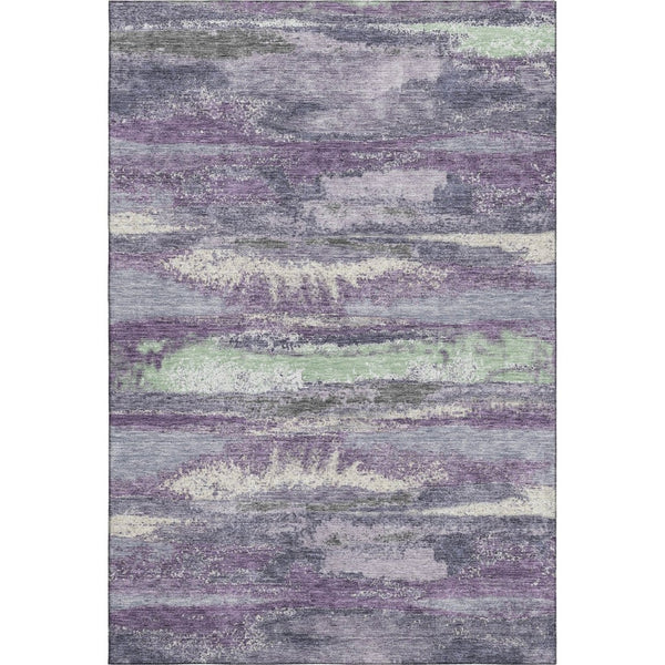 HomeRoots 9' X 12' Purple And Ivory Abstract Area Rug - Durable, Washable, UV-Protected for High-Traffic Spaces 675047