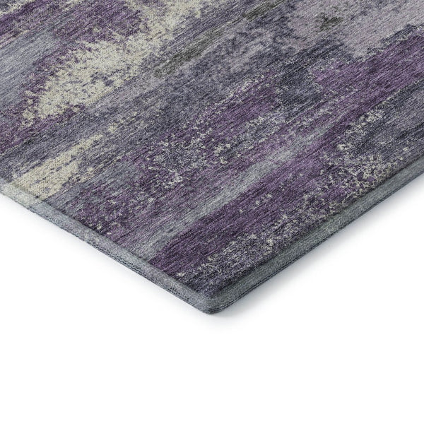 HomeRoots 9' X 12' Purple And Ivory Abstract Area Rug - Durable, Washable, UV-Protected for High-Traffic Spaces 675047