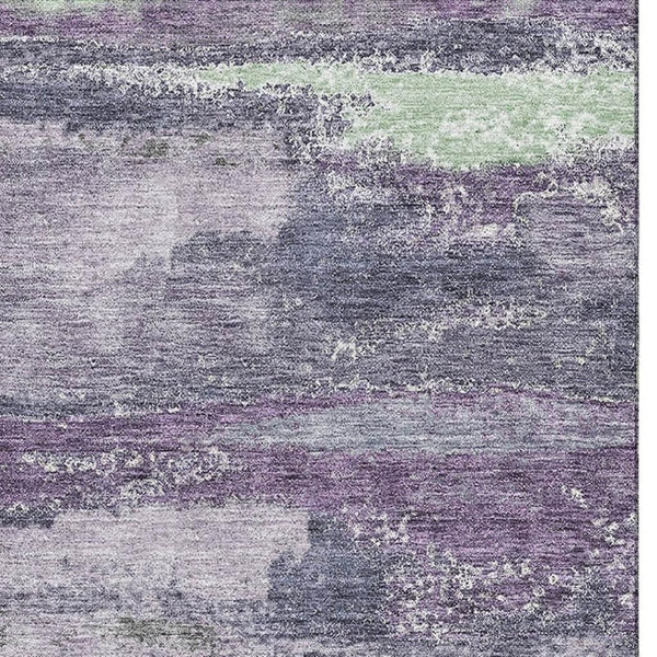 HomeRoots 9' X 12' Purple And Ivory Abstract Area Rug - Durable, Washable, UV-Protected for High-Traffic Spaces 675047
