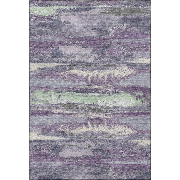 HomeRoots 10' X 14' Purple & Ivory Abstract Area Rug - Durable, Washable, UV-Protected for Modern Spaces 675048