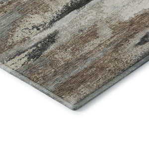 HomeRoots 8' Taupe Beige & Brown Abstract Round Rug - Washable, UV Protected, Stain Resistant for Modern Homes 675051