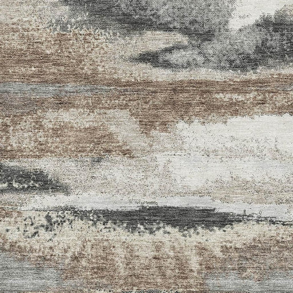 HomeRoots 8' X 10' Stylish Taupe Beige & Brown Abstract Washable Area Rug with UV Protection for Homes 675052