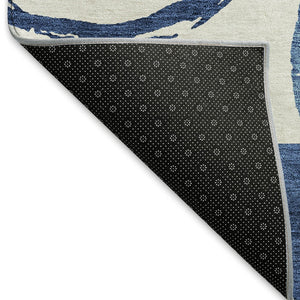 HomeRoots 5' X 8' Blue and Ivory Geometric Area Rug - Durable, Washable, UV-Protected for Indoor & Outdoor Use 675056