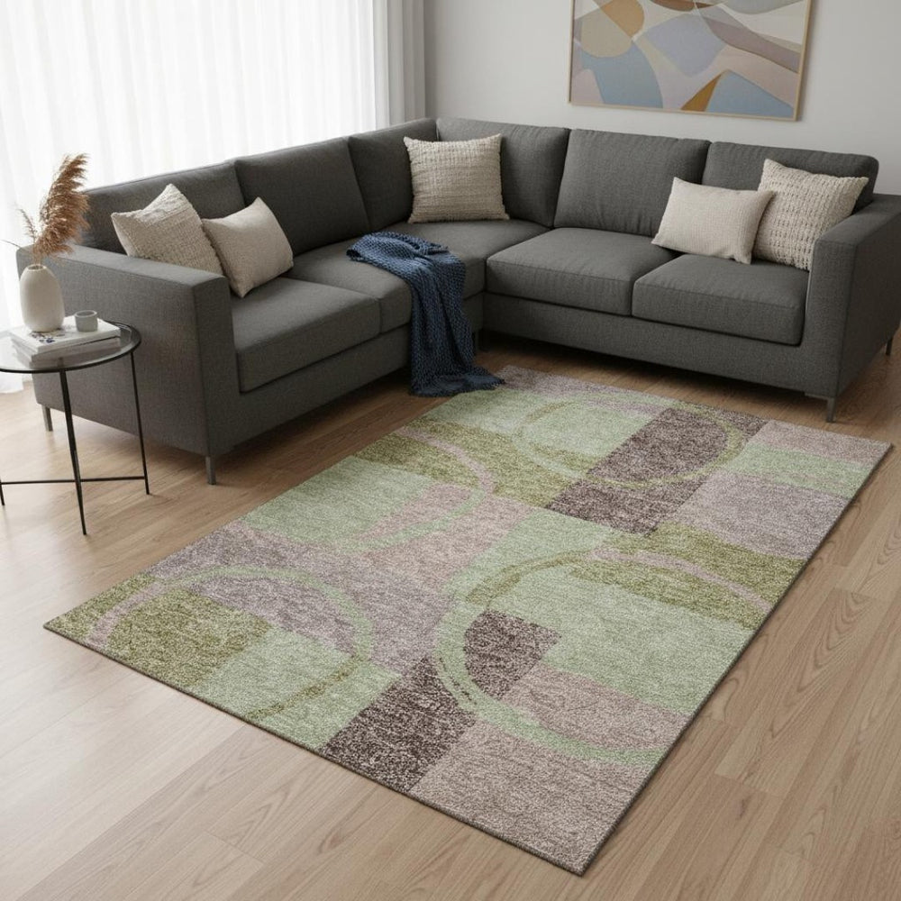 HomeRoots 8' X 10' Modern Blush Mint Green Lilac Geometric Area Rug - Washable, UV Protected & Durable Design! 675064