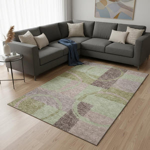 HomeRoots 8' X 10' Modern Blush Mint Green Lilac Geometric Area Rug - Washable, UV Protected & Durable Design! 675064