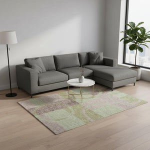 HomeRoots 9' X 12' Stylish Blush Mint Green & Lilac Geometric Washable Area Rug with UV Protection & Durability 675065