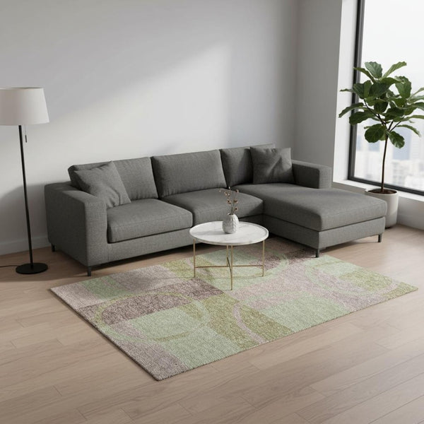 HomeRoots 9' X 12' Stylish Blush Mint Green & Lilac Geometric Washable Area Rug with UV Protection & Durability 675065
