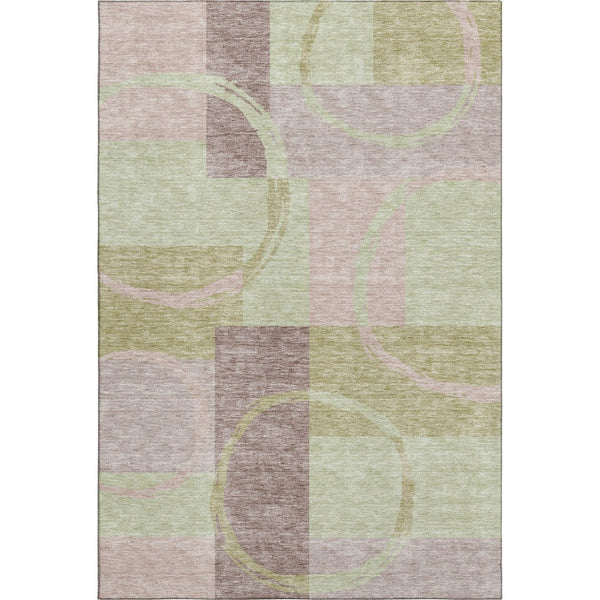 HomeRoots 9' X 12' Stylish Blush Mint Green & Lilac Geometric Washable Area Rug with UV Protection & Durability 675065