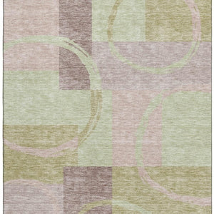 HomeRoots 9' X 12' Stylish Blush Mint Green & Lilac Geometric Washable Area Rug with UV Protection & Durability 675065