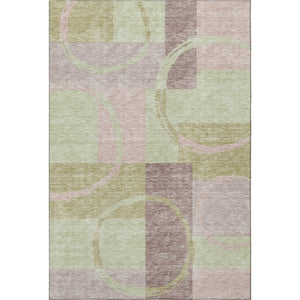 HomeRoots 9' X 12' Stylish Blush Mint Green & Lilac Geometric Washable Area Rug with UV Protection & Durability 675065