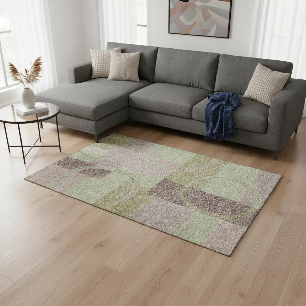 HomeRoots 10' X 14' Stylish Washable Area Rug in Blush, Mint Green & Lilac - UV Protected for Busy Homes 675066