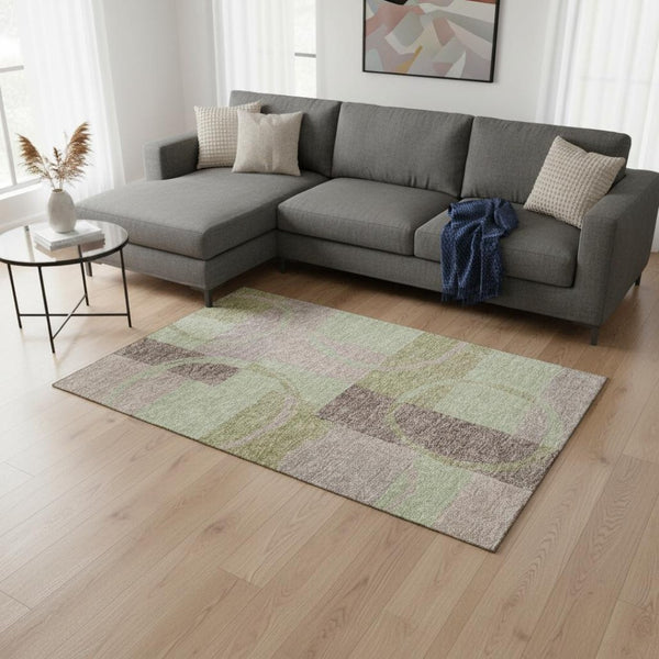HomeRoots 10' X 14' Stylish Washable Area Rug in Blush, Mint Green & Lilac - UV Protected for Busy Homes 675066
