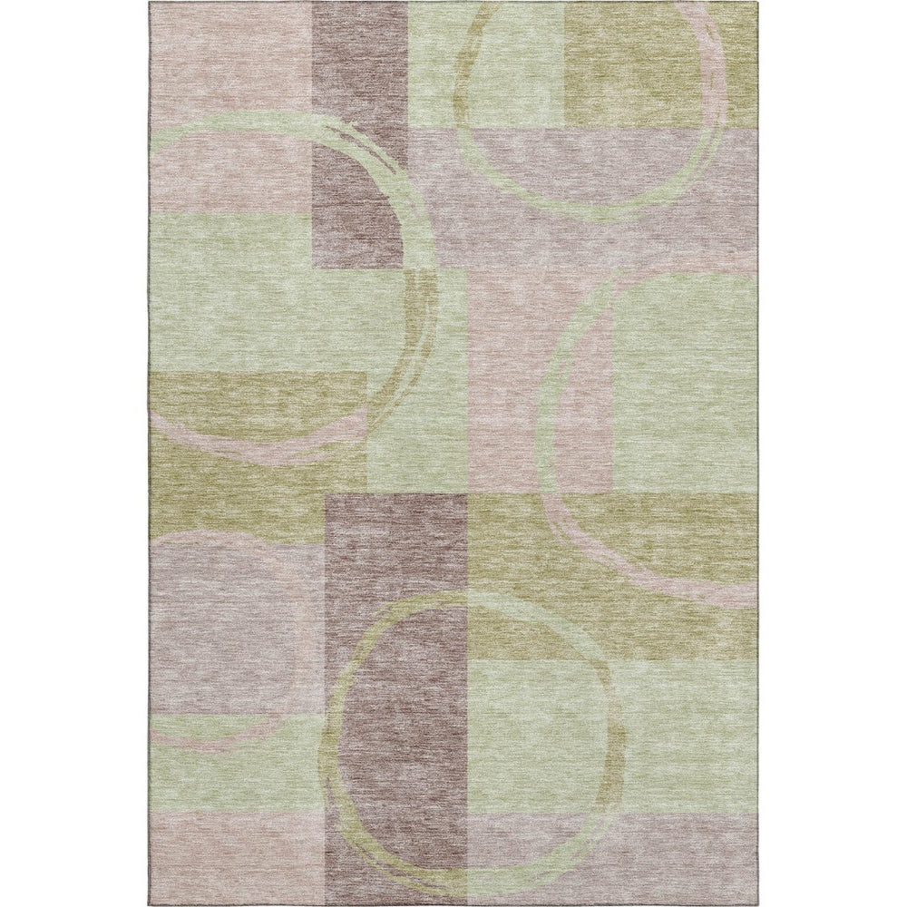 HomeRoots 10' X 14' Stylish Washable Area Rug in Blush, Mint Green & Lilac - UV Protected for Busy Homes 675066
