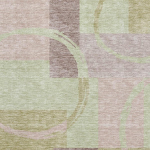 HomeRoots 10' X 14' Stylish Washable Area Rug in Blush, Mint Green & Lilac - UV Protected for Busy Homes 675066