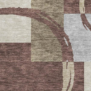 HomeRoots 5' Stylish Washable Geometric Area Rug in Brown Beige and Ivory with UV Protection for Home Decor 675068