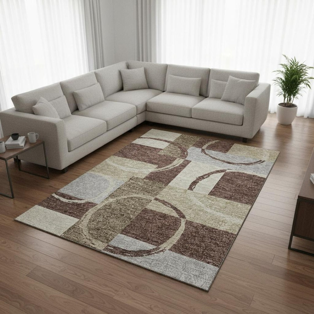 HomeRoots 8' X 10' Stylish Geometric Area Rug – Durable, Washable, UV-Protected, Perfect for Family Spaces! 675070