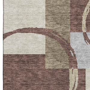 HomeRoots 9' Geometric Washable Area Rug in Brown, Beige & Ivory - Stain Resistant with UV Protection! 675071