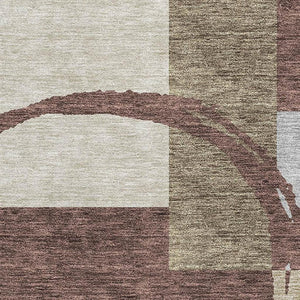 HomeRoots 10' X 14' Washable Geometric Area Rug in Brown, Beige & Ivory - UV Protected, Stain-Resistant Design 675072