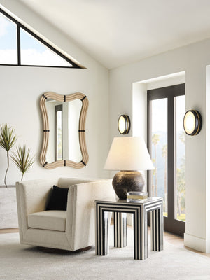 Wildwood Moonlight Circular Alabaster Sconce — Damp-Rated Antique Brass/Bronze Accent, Wall Or Ceiling Mount 67508