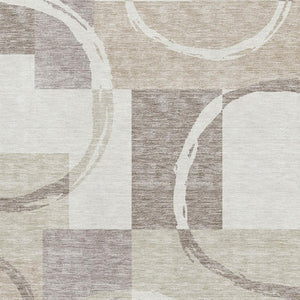 HomeRoots 5' X 8' Ivory Beige Geometric Washable Area Rug with UV Protection for Stylish Living Spaces 675080