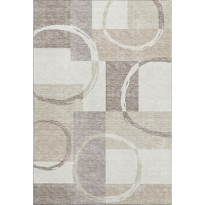 HomeRoots 8' X 10' Modern Ivory Beige Taupe Geometric Washable Area Rug with UV Protection & Stain Resistance 675082