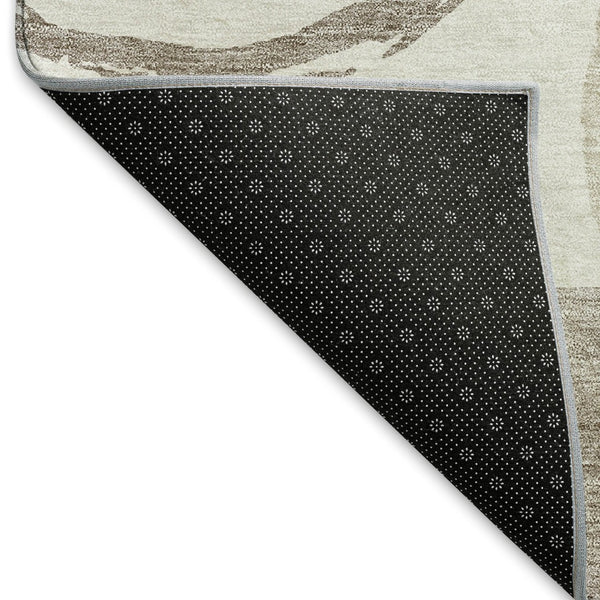 HomeRoots 8' X 10' Modern Ivory Beige Taupe Geometric Washable Area Rug with UV Protection & Stain Resistance 675082