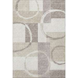 HomeRoots 8' X 10' Modern Ivory Beige Taupe Geometric Washable Area Rug with UV Protection & Stain Resistance 675082