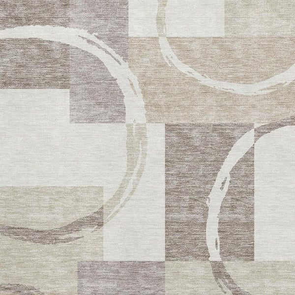 HomeRoots 10' Geometric Ivory Beige Taupe Washable Area Rug - Durable, UV Protected, Perfect for High-Traffic Homes 675084