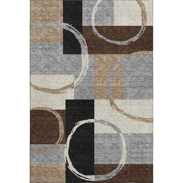 HomeRoots 8' X 10' Modern Pewter Gray & Black Geometric Area Rug - Washable, UV Protected, Durable & Stylish 675088