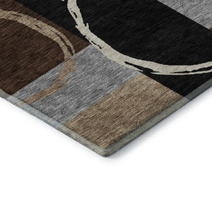 HomeRoots 8' X 10' Modern Pewter Gray & Black Geometric Area Rug - Washable, UV Protected, Durable & Stylish 675088