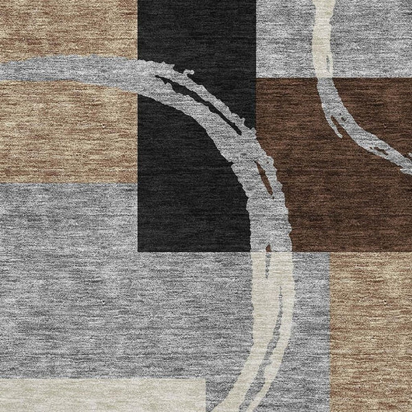 HomeRoots 8' X 10' Modern Pewter Gray & Black Geometric Area Rug - Washable, UV Protected, Durable & Stylish 675088