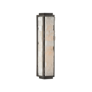Wildwood Sebastian Alabaster Wall Sconce — Antique Dark Bronze Frame, Damp Rated, Compact 16"H Lighting Fixture 67509
