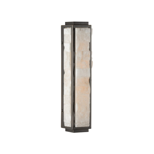 Wildwood Sebastian Alabaster Wall Sconce — Antique Dark Bronze Frame, Damp Rated, Compact 16"H Lighting Fixture 67509