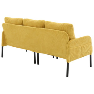 English Elm United We Win Corduroy Loveseat Plush Ergonomic Sofa with Spring Support Metal Legs Mustard Yellow W1568P410047