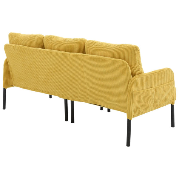 English Elm United We Win Corduroy Loveseat Plush Ergonomic Sofa with Spring Support Metal Legs Mustard Yellow W1568P410047