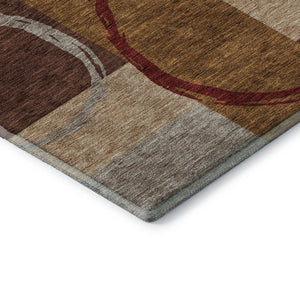 HomeRoots 10' X 14' Washable Area Rug in Wheat, Burgundy & Gray - UV-Protected, Durable, Stylish Design! 675102