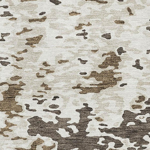 HomeRoots 5' X 8' Abstract Washable Area Rug in Brown, Ivory, and Beige with Stain Resistance & UV Protection 675104